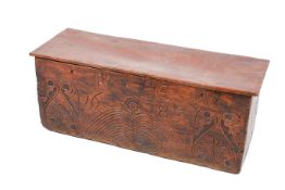 A 17th century style six plank oak coffer.