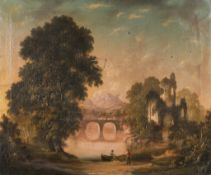 A 19th century oil on canvas of a romantic rural landscape.