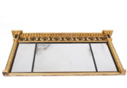 A Regency style giltwood and composition framed triptych overmantel mirror.