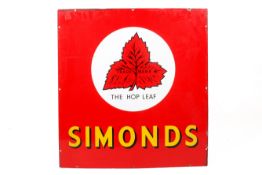 'Simonds' The Hop Leaf Tobacco single-sided enamel advertising sign. 84.