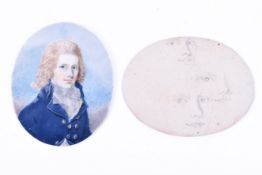 A 19th century oval miniature portrait on ivory of a gentleman.
