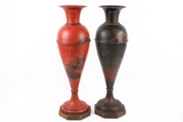 A near pair of 19th century toleware vases.