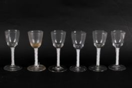 A set of six 18th century wine glasses.
