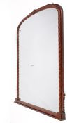 A large dark lacquer framed overmantle mirror.