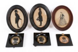 Five late 18th/19th century silhouette pictures and a sketch.