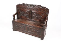 An oak Monk`s Bench.