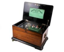 A 19th century Swiss music box, with cylinder.