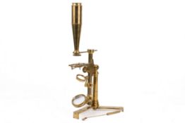An 18th century William Fraser brass monocular microscope. Signed 'W.