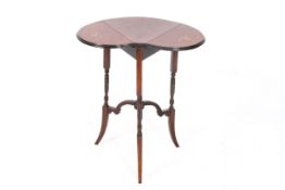 An Edwardian rosewood and line inlaid kidney drop leaf table.