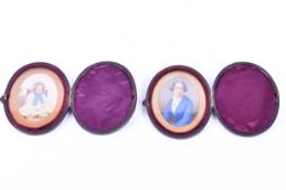 Two Victorian miniature watercolour portraits.