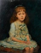 A late 19th/early 20th century oil on board portrait of a young girl.