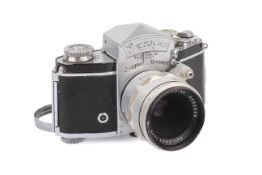 An Ihagee Exakta Varex VX 35mm SLR Camera. Chrome. Serial number 777715.