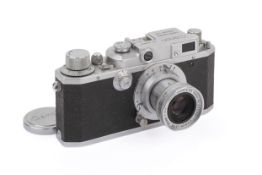 A Canon II-B 35mm Rangefinder Camera. Chrome, Serial number 26902. With a Canon 50mm f3.