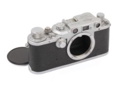 A Leica IIIC 35mm Rangefinder Camera body. Chrome. 1946. Serial number 393648.