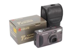 A Kyocera Yashica T Zoom 35mm Compact Camera. Serial number 023465. With a Carl Zeiss 28-70mm f4.