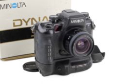 A Minolta Dynax 9 35mm SLR Camera. With a Minolta AF 24mm f2.