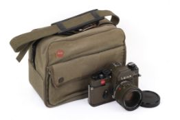 A Leica R3 Electronic 'Safari' 35mm SLR Camera. Green. 1978. Serial number 1482515.