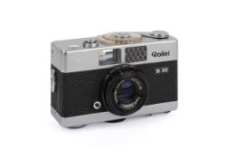 A Rollei B35 35mm Viewfinder Camera. Chrome. 'Made in Germany'. With a Carl Zeiss 40mm f3.