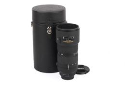 A Nikon F-mount AF Nikkor 80-200mm f2.8 D ED lens. Serial number 804503.