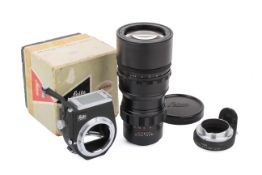 A Leitz Canada 4.8/280 Telyt lens. Leica Screw mount. Serial number 2122864.