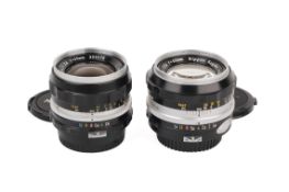 Two Nikon F-mount Non-AI Nikkor-S lenses. To include a 35mm f2.