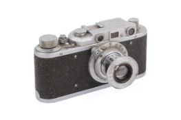 A FED 1e No.175993 35mm Rangefinder Camera. Chrome. 1946. Serial number 175993. With a FED 50mm f3.