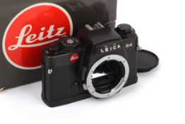 A Leica R4 35mm SLR Camera Body. Black. 1982. Serial number 1599566.