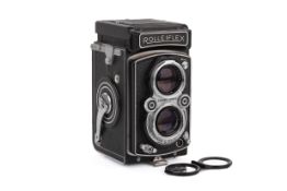 A Rolleiflex 3.5 6x6 Medium Format TLR Camera. 1951, Serial number 1282877.