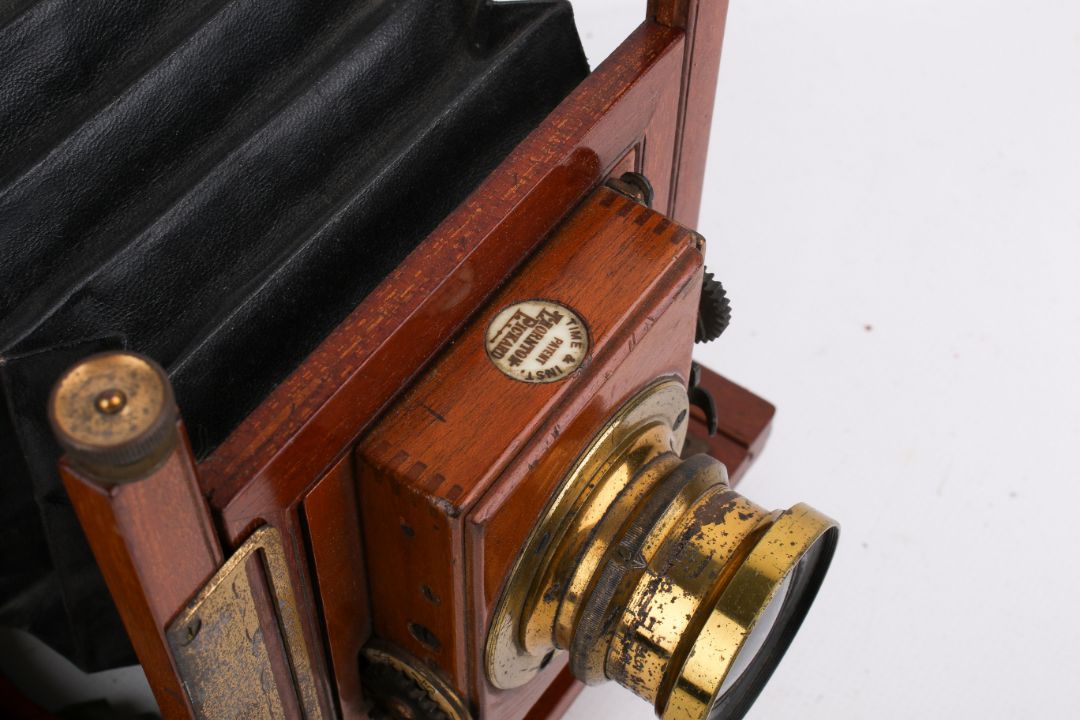 Victorian/Edwardian mahogany and brass field plate camera labelled Thorton Pickard. - Image 2 of 3