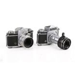 Two vintage Elekta Varex film cameras. Consisting of Varex II a and II b, one with Jena T 1:2.