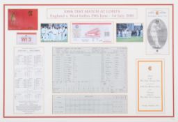100th Test Match at Lord's - cricket souvenir and signatures.