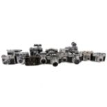 A collection of 13 assorted vintage 35mm film cameras