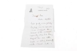 HM Elizabeth, The Queen Mother - hand written letter and envelope.