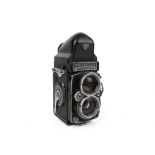 A vintage Rolleiflex TLR medium format 2.8 model film camera.
