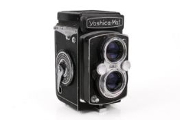 A vintage Yashica-Mat TLR medium format film cameras.