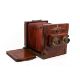 A vintage mahogany cased stereoscopic tailboard plate camera, - Image 1 of 3