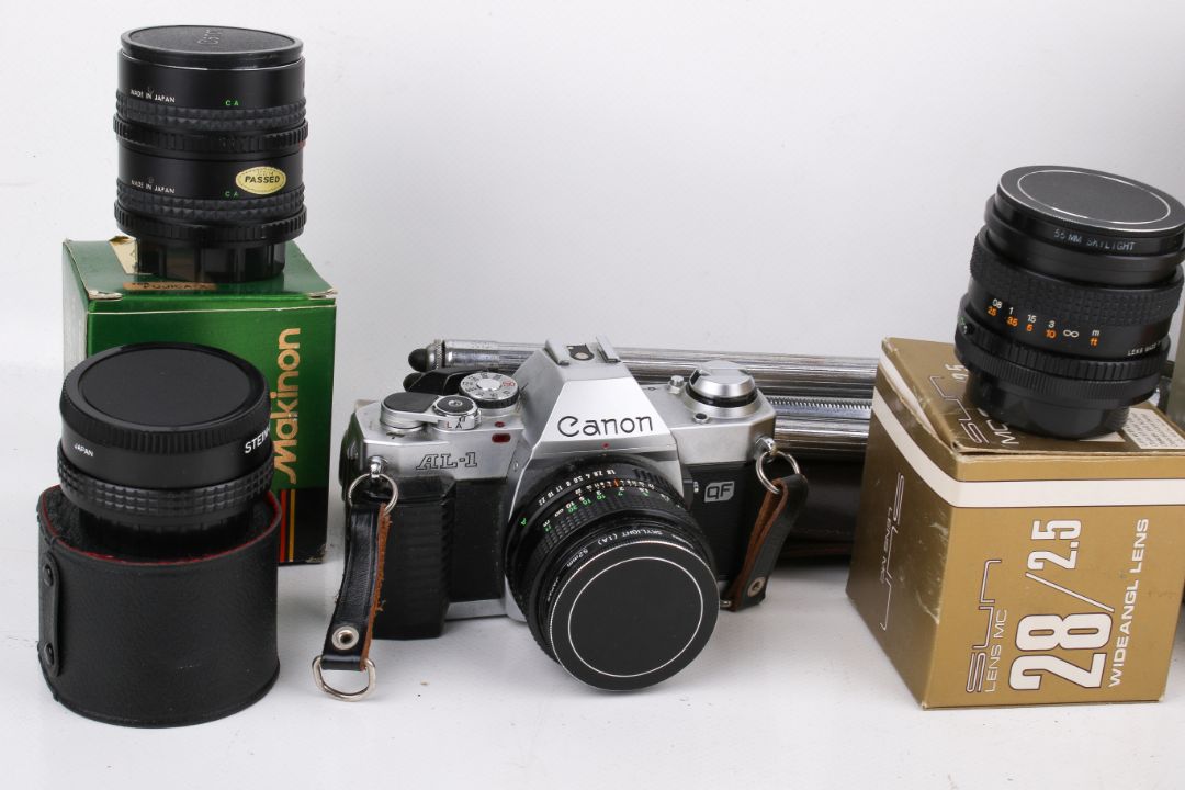 A vintage Canon AL-1 QF SLR 35mm film camera outfit. S/n 1192055, with Canon FD 50mm 1:1. - Image 2 of 3