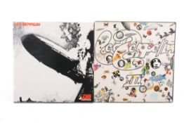 Led Zeppelin - two vinyl LP album records.