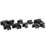A collection of ten assorted vintage folding bellows film cameras.