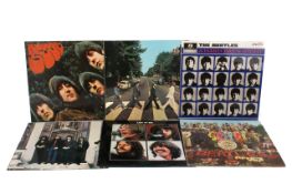 The Beatles - six assorted vinyl LP records.
