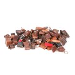 A large collection of assorted vintage mostly leather camera carry cases.