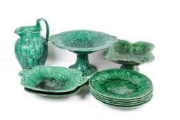 A collection of Wedgwood majolica ceramics.
