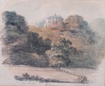An early 19th century ink and watercolour sketch on brown paper of 'Winterdyne' House near Bewdley,