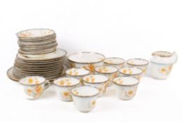 Vintage Royal Albert Crown China tea set, yellow poppy design with gilt edge.
