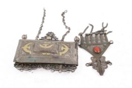 Two Turkish or Middle Eastern white metal decorative items.