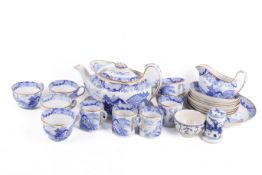 A quantity of 19th century Wedgwood blue and white transfer printed tea and coffee wares (AF).