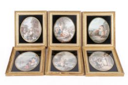 A set of six 19th century stipple engravings.