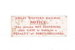 A vintage GWR 'Notice' plate.