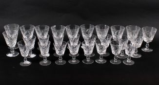 A collection of 27 Stuart cut glass wine glasses.