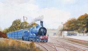 Philip Matchington (20th Century) - Steam train at a junction, Somerset & Dorset, oil on canvas.